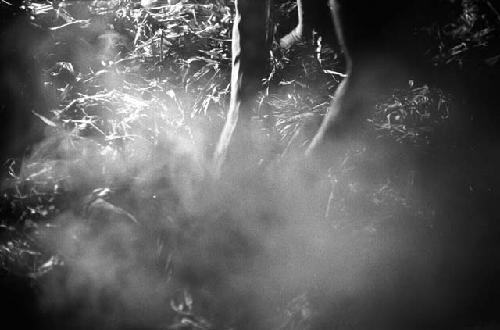 Samuel Putnam negatives, New Guinea; woman working over a hakse inside of a hunu