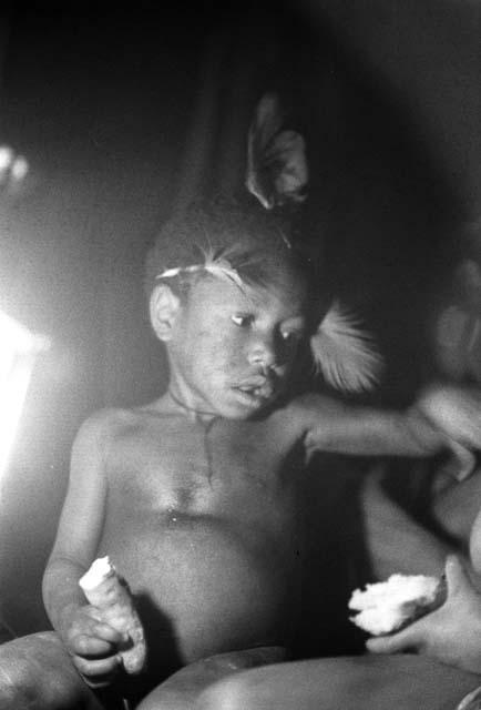 Samuel Putnam negatives, New Guinea; Natorek; feathers in his head