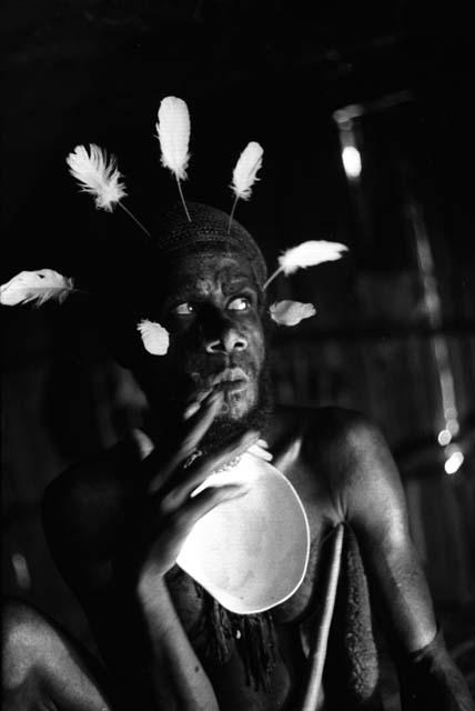 Samuel Putnam negatives, New Guinea; Wali smoking