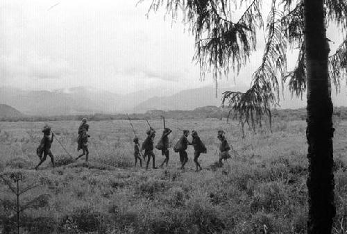 Samuel Putnam negatives, New Guinea; group of women out on the salt trail just beyond Homoak on their way somewhere; they talk to each other