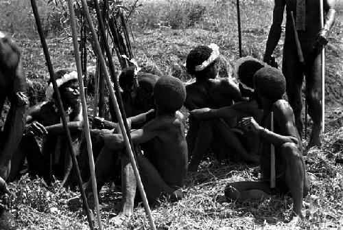 Karl Heider negatives, New Guinea; Men Waiting Near Frontier