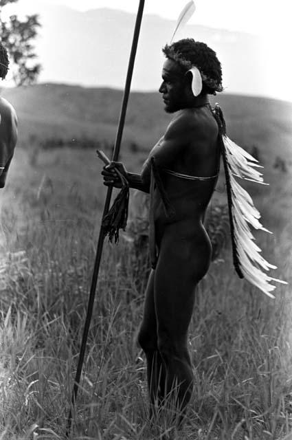 Karl Heider negatives, New Guinea; Warrior waiting