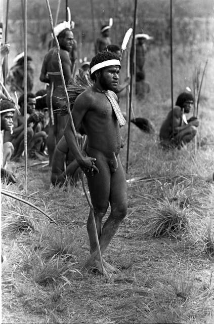 Karl Heider negatives, New Guinea; Warriors waiting