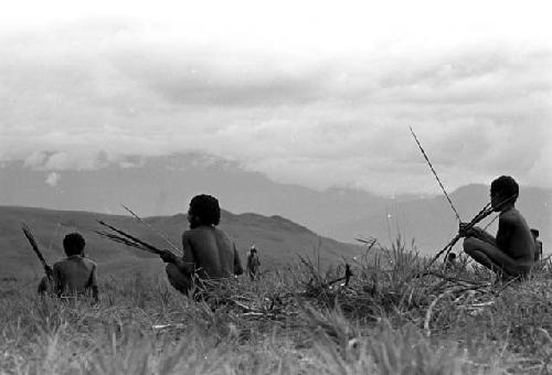 Karl Heider negatives, New Guinea; Men watching action