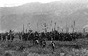 Karl Heider negatives, New Guinea; Large group of warriors waiting