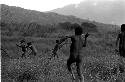 Karl Heider negatives, New Guinea; Boys hurling the spears