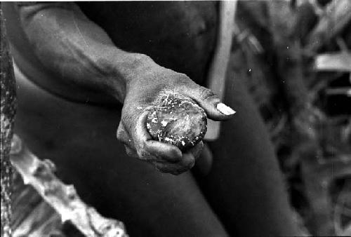 Karl Heider negatives, New Guinea; Ball of wax for spear