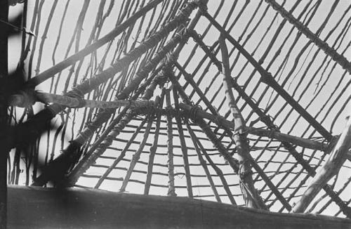 Inside of hip of roof of thatched house