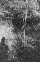 Cross erected in corn field -- side view