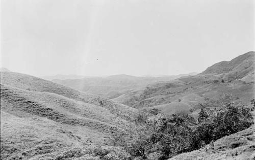 Looking south from trail to Lorenzo's house. The house is at the extreme right. Plateau of Colebra in the center.