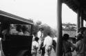 Group of Panamanians, man on horse a policeman