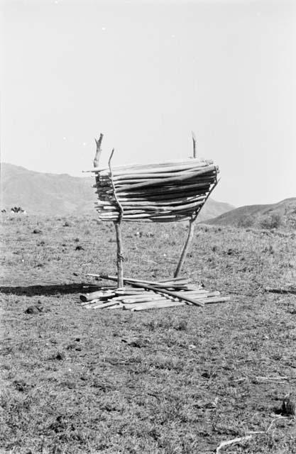 Rack of Balsa poles to be used in ceremony