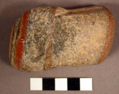 Stone ceremonial object-fetish, small cobble banded, different depositional laye