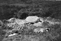 Dolmen after excavation, looking south of west from hill above.