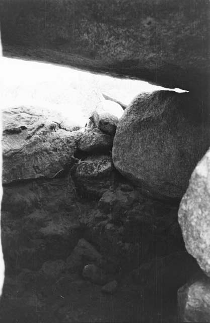 Detail of four stones between stones C and D after excavation. View from entrance looking northeast.