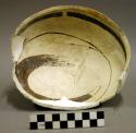 Ceramic bowl, brown on white, reconstructed