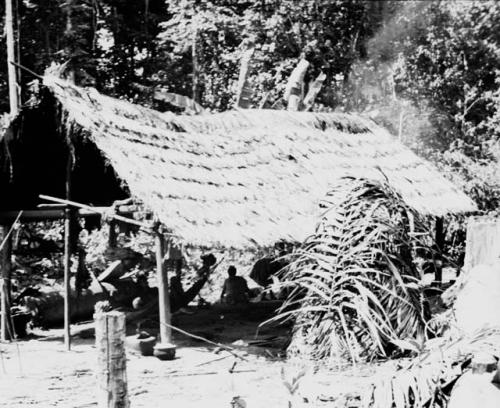 Small 4-pillar house with medicine man's consultation room to right