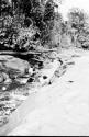 Scenes showing the process of taking korials over the great falls at Towakaima.