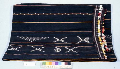 Cotton blanket; cotton raised, spun, dyed, and woven by Ifugao