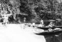 Expedition canoes at evening time.