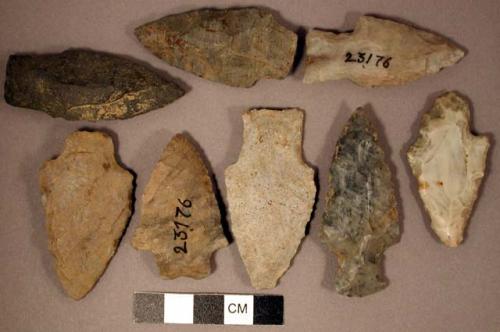 Chipped stone, projectile points, stemmed