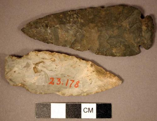 Chipped stone, projectile points, stemmed and corner-notched