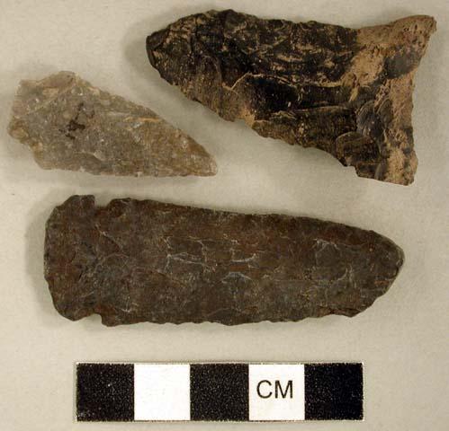 Chipped stone, projectile points, side-notched, stemmed, and triangular