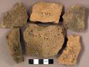 Ceramic, earthenware, body and rim sherds with impressed decoration