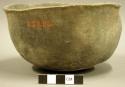 Ceramic vessel, complete bowl with lip, large sherd missing from rim