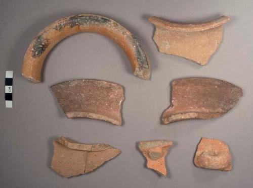 Sapote Striated Jar Sherds: Red-rimmed Variety