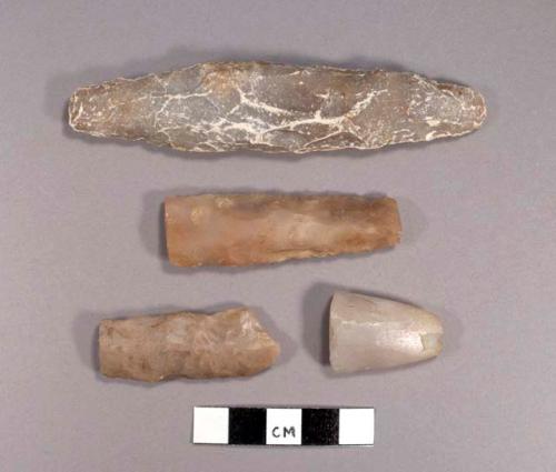 4 chisel-like stone tools: small chisels, bifacial