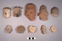 Pottery figurine heads (human); 79