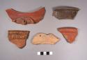 5 rim potsherds