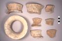 14 sherds of unslipped ware - flaring rim vessels