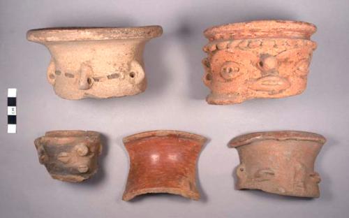 6 face and neck jar sherds