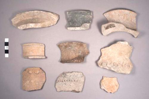 12 olla sherds - unslipped buff ware fugitive black