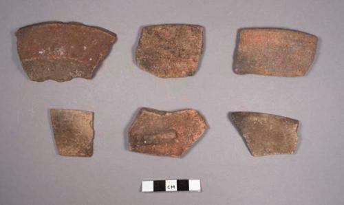 6 potsherds - 1 comal, 5 dish