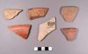 6 red ware dish sherds - probably all redeposited