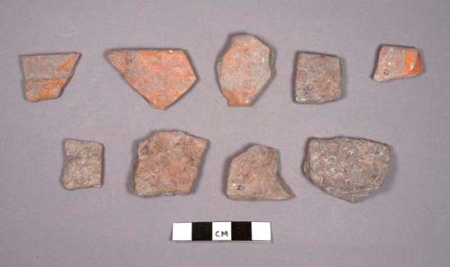 19 red ware sherds from small bowls with outslanting sides