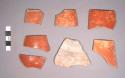 7 red ware sherds from barrel-shaped vases