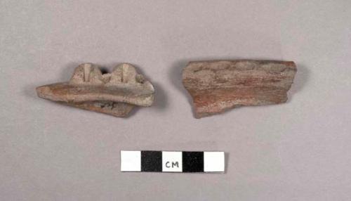 2 rim potsherds with punctate decoration