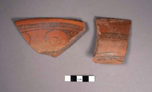 3 Aztec ware rim potsherds