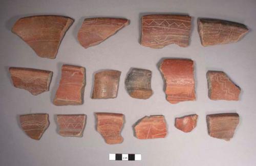 16 incised potsherds