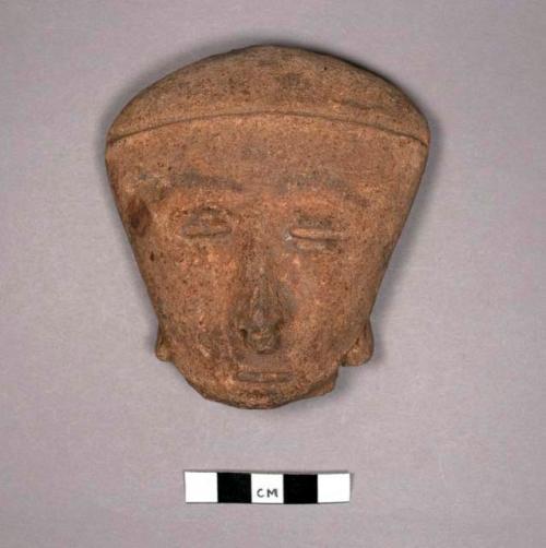 Pottery human figurine head