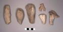 6 large pottery figurine leg fragments
