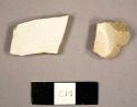 White salt-glazed stoneware sherds, including one possible base to an ink bottle or well