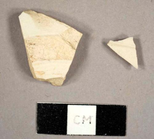 White salt-glazed stoneware sherds with molded ridges