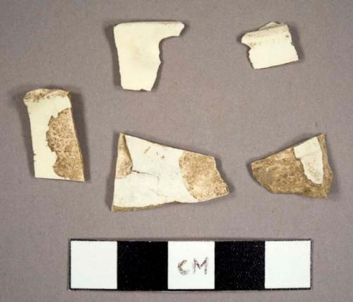 Creamware sherds, including two possible plate rim sherds