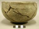 Ceramic complete vessel, plain bowl, mended
