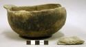 Ceramic complete vessel, plain, one handle, sherd inside